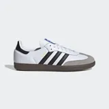 Championes Adidas Samba OG blancos con detalles en negro y gris.