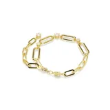 Pulsera de eslabones de cadena con baño en tono oro y detalles de circonitas cúbicas redondas engastadas entre los eslabones.