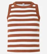 Musculosa corta ajustada de Blue Steel, con diseño de rayas horizontales en blanco y negro, escote redondo y acabado acanalado.