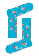 Pack de dos pares de medias Happy Socks con diseño de snacks. Un par con diseño de palomitas de maíz y otro par con diseño de refrescos.