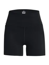 Short calza Under Armour Meridian Middy, color negro, de tiro alto con bolsillos laterales y confeccionado en tejido elástico de alto rendimiento.