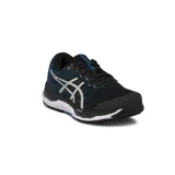Championes de running Asics Gel-Hypersonic 3 para hombre, en color negro con detalles en azul y blanco, con el logo clásico de la marca en el lateral.