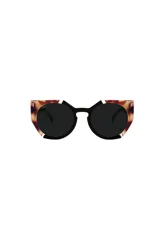 Lentes de sol Tiwi modelo Venus con armazón de carey y diseño geométrico, cristales redondos oscuros con protección UV.