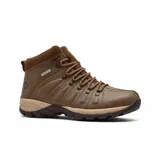 Bota de trekking Hi-Tec modelo Fynn, color marrón, con tecnología impermeable y plantilla de memory foam. Presenta diseño de caña media, cordones reforzados y suela de goma con relieve para mayor tracción.