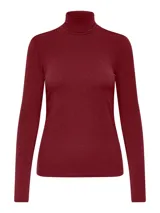 Top de manga larga con cuello alto, confeccionado en tejido jersey suave con acabado melange.