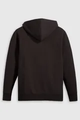 Buzo con capucha y cierre frontal completo de la marca Levi's. Presenta un diseño liso en color negro con bolsillos tipo canguro y el logo de la marca bordado en el pecho.
