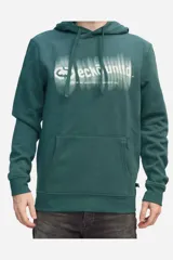 Canguro Ecko Unltd de color verde oscuro, con capucha ajustable por cordón, bolsillo tipo canguro en la parte frontal y estampa con el logo de la marca en el pecho.