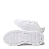 Championes de plataforma Puma modelo Karmen II L, color blanco, con diseño urbano, cordones tono sobre tono y detalle de la marca en dorado metalizado en el lateral.