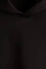 Canguro efecto neopreno color marrón oscuro con capucha de doble capa, hombros caídos, bolsillo tipo canguro y puños y bajo anchos acanalados, de corte holgado.
