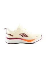 Championes de running Umbro Arlow para hombre, de color beige con detalles en bordó y un toque de naranja en la suela.