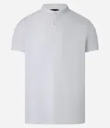 Polo de hombre de manga corta, color beige claro, con cuello mao y tapeta de dos botones.