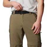 Pantalón cargo convertible color verde militar, de secado rápido, con múltiples bolsillos y perneras desmontables con cierre para transformarse en shorts.