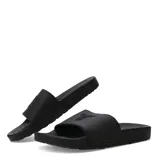 Sandalias slide unisex Tiffosi de color negro, con una tira ancha en el empeine que presenta el logo de la marca en relieve y plantilla texturizada para mayor comodidad.