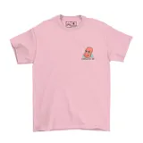 Remera de algodón color rosado con estampa pequeña en el pecho que muestra al personaje Zoidberg de Futurama con el texto Decapod 10.