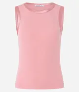 Blusa sin mangas de Cortelle, color negro, de corte ajustado y diseño liso, con detalle de ribete satinado en el cuello y las sisas.