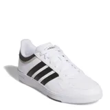 Championes Adidas Hoops 4.0 de diseño urbano inspirado en el básquetbol. Presentan un empeine de cuero sintético blanco con las icónicas tres tiras laterales en color negro y detalles en gris en el talón. Cuentan con cierre de cordones y suela de goma tipo cupsole para mayor estabilidad.