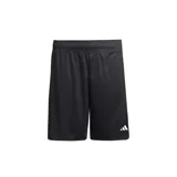 Short deportivo Adidas Entrada26, color negro liso, con cintura elástica y logo de las tres barras en blanco en el borde inferior de la pierna derecha.