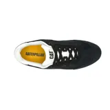 Zapatillas Caterpillar Pause Retro para hombre, color negro con detalles en blanco. Capellada de gamuza, forro reciclado, plantilla de espuma EVA, suela de goma resistente y ajuste con cordones.