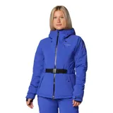 Campera técnica de esquí Columbia Titanium, color azul, con capucha ajustable, cierre frontal de doble vía, ventilación en axilas y cinturón ajustable en la cintura. Cuenta con tecnología Omni-Tech impermeable y forro térmico Omni-Heat Infinity.