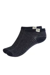 Pack de dos pares de soquetes marrones con rayas horizontales y puntos blancos. Talle 35 a 40.