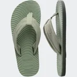 Ojotas Havaianas Surfer Coast de color negro, con tiras de tela texturizada y suela con diseño ondulado.