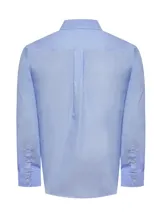 Camisa de manga larga RKF en color celeste, confeccionada en popelina de algodón. Presenta cuello italiano, cierre frontal con botones y un bolsillo en el pecho con el logo de la marca bordado.