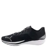 Championes deportivos Puma modelo Redeem Profoam, color negro con detalles en blanco. Presentan una parte superior de malla transpirable, cierre con cordones y suela con tecnología Profoam para una amortiguación superior.