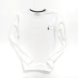 Buzo blanco de punto waffle con cuello redondo.