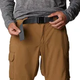 Pantalón convertible de senderismo color marrón, con diseño funcional que permite desmontar las perneras mediante cremalleras para convertirlo en short. Cuenta con bolsillos cargo laterales, bolsillos de seguridad con cierre y cinturón integrado.