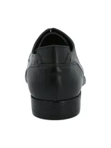 Zapato de cuero 100% italiano marca RKF modelo Ford, de color marrón oscuro. Presenta diseño clásico tipo derby con cordones y suela de poliuretano.