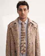 Corbata de lana fina sin teñir, forrada, estilo skinny.