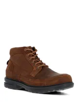 Botín Hush Puppies Terzo de cuero marrón oscuro, con cordones, suela de goma y tecnología Fusion para mayor amortiguación.