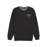 Buzo negro de cuello redondo con ribete blanco, corte atlético y logo de Puma bordado en el pecho.