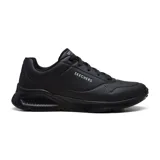Championes Skechers Street Uno Lite - Lite Work, color negro, con capellada de cuero sintético, plantilla Skechers Memory Foam y entresuela con cuña que absorbe los impactos.