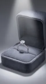 Anillo solitario de acero con piedra central de circonia engastada.