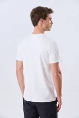 Remera de manga corta color gris, con cuello redondo y estampado frontal multicolor con diseño de remos y tipografía de la marca.