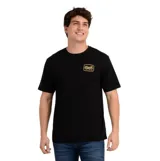 Remera de manga corta O'Neill color negro, con cuello redondo y logo de la marca estampado en el pecho en tono dorado.