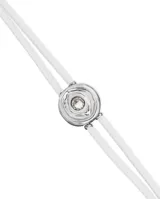 Pulsera de cuero doble color blanco con dije central de ojo plateado con cristal.