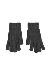 Guantes de punto acanalado en color gris oscuro, con puño elástico para un ajuste cómodo.
