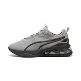 Championes Puma Solar, color gris con detalles en negro y suela con cámara de aire visible.