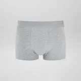 Pack de tres boxers lisos en tonos verde, gris y gris jaspeado, con cintura elástica.