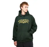 Canguro verde oscuro con capucha y bolsillo delantero. Estampado amarillo con el logo de Thrasher y Anti Hero en el pecho.