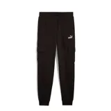 Pantalon de jogging Puma estilo cargo, color negro, con bolsillos laterales con solapa y logo de la marca estampado en blanco.