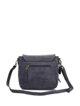 Cartera bandolera Hush Puppies modelo V26Lf Derby Cross, color negro, de diseño estructurado con solapa frontal, cierre con cremallera, correa ajustable y herrajes metálicos dorados.