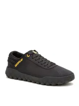 Sneakers Caterpillar modelo Hex + Canvas, color negro con detalles en amarillo, de lona con suela gruesa de goma y pasadores de cordones.