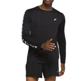 Remera Asics de hombre de manga larga, color negro, confeccionada en tejido de punto de secado rápido. Tiene el logo de Asics en el pecho y la frase japonesa Katakana impresa en las mangas.