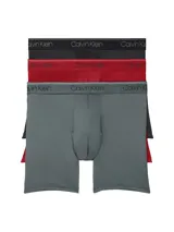 Pack de tres boxer briefs Calvin Klein confeccionados en microfibra elástica. Presentan un diseño ajustado con cintura elástica distintiva de la marca.