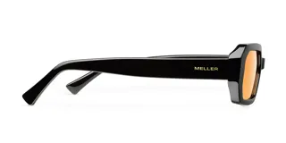 Lentes de sol geométricos con montura negra de bio-based G850 y patillas de propionato de celulosa. Lentes polarizadas alemanas TAC color naranja con protección UV400, recubrimiento anti-scratch y superhydrophobic.