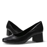 Zapato de tacón cuadrado Bottero, color negro, con punta redondeada y detalle de logo metálico en el lateral.