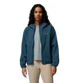 Campera cortaviento Columbia Trailborne Jacket con tecnología Omni-Shield color azul, con capucha ajustable, cierre frontal y bolsillos laterales con cierre.
